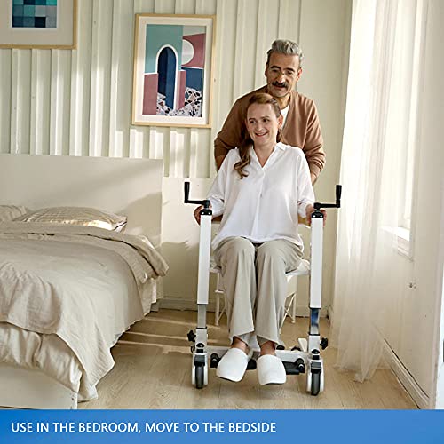 Multi-Function Patient Wheelchair, Patient Moving Chair Handicapped Elderly Bath Chair Easy Transfer to Toilet and Bathroom, with Removable Cushion and Commode-Hydraulic