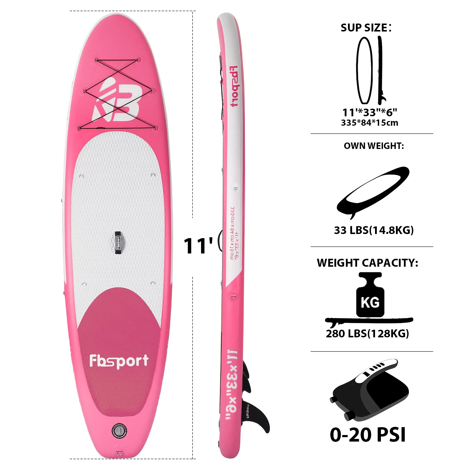 Fbsport Inflatable Elextric Paddle Board, Stand UP Paddleboard 11' Length with Electric Pump SUP Accessories