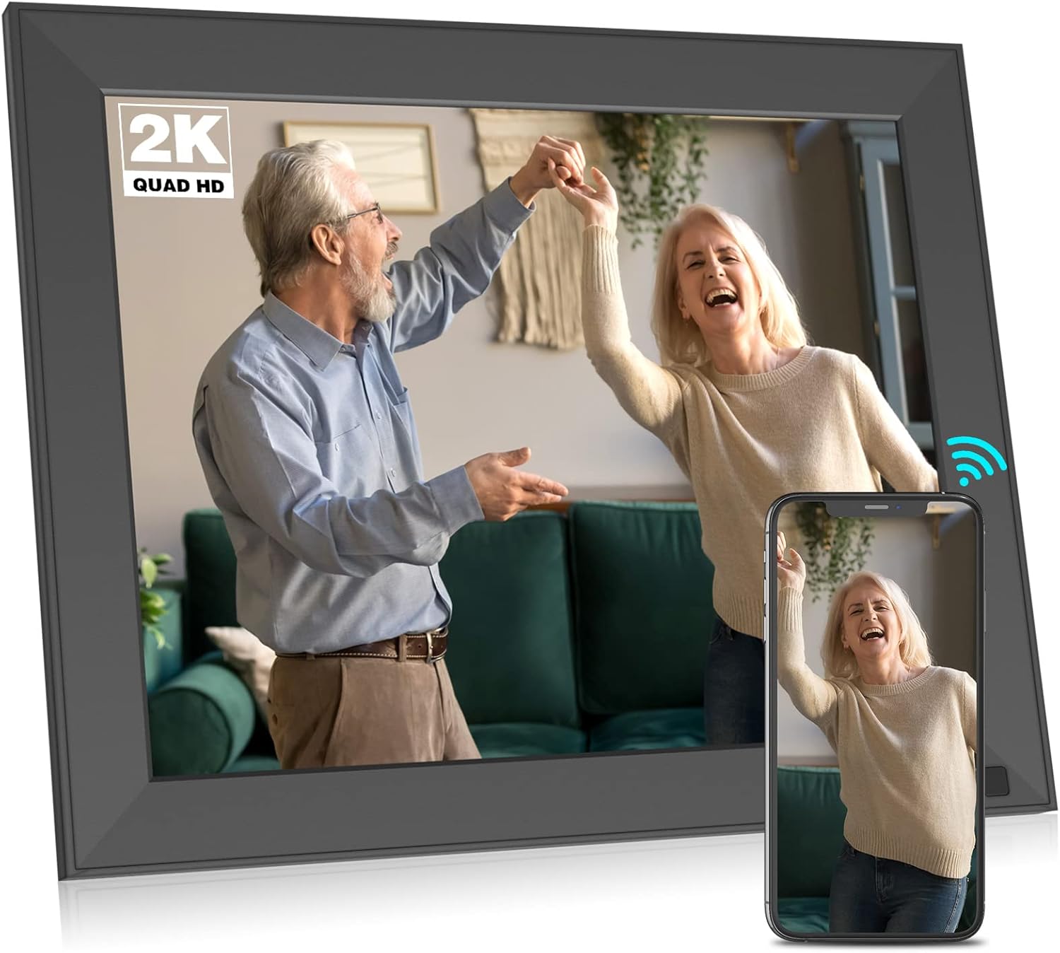 BSIMB Digital Picture Frame IPS Display, Wall-Mountable Electric Photo Frame with Remote Control, Place in Landscape&Portrait, Gift for Mother's Day