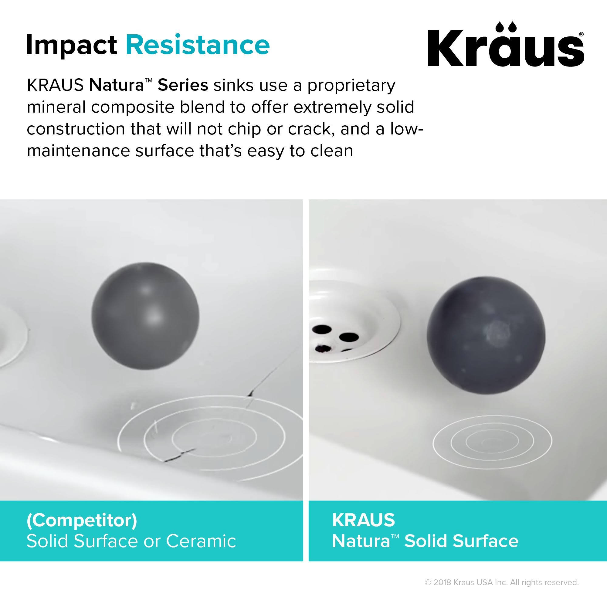 Kraus C-KSV-5MW-1200SFS Natura Series 16 4/5x22 White Matte Solid Surface Square Bathroom Vessel Sink and Spot Free Arlo Faucet