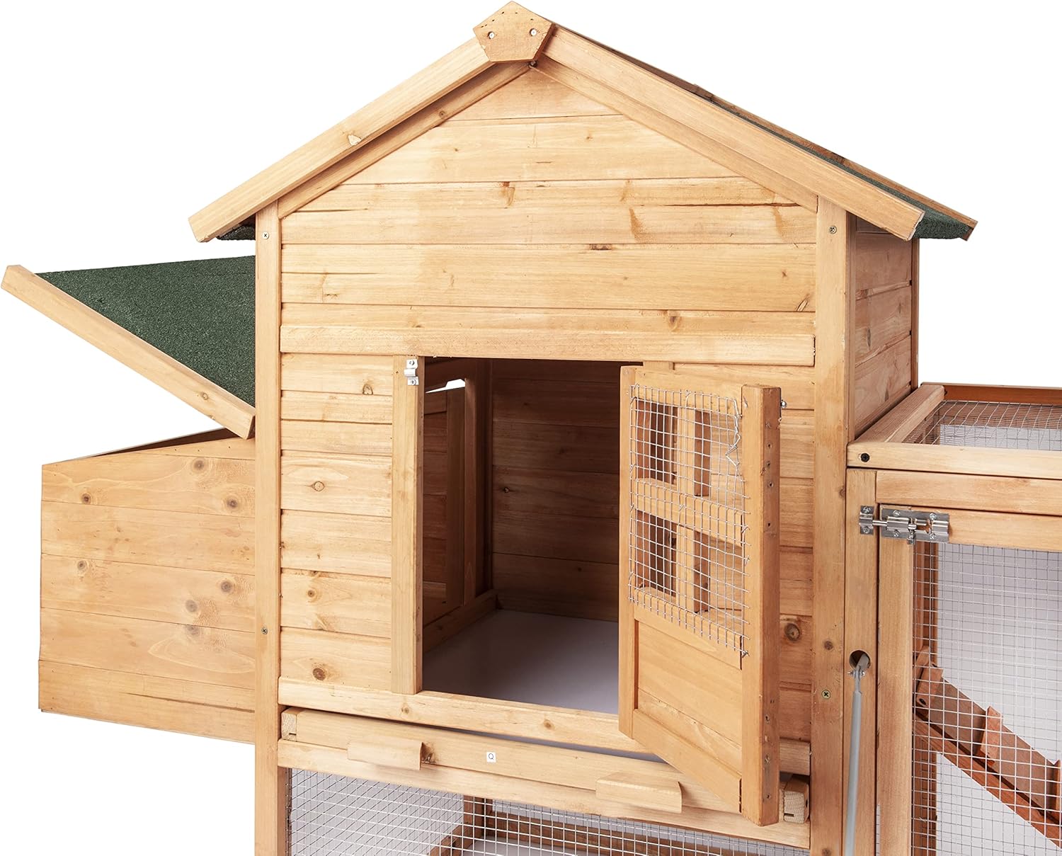 Wooden Chicken coop Pet Hen House Poultry Cage Hutch Small Animals Indoor Outdoor Backyard Nesting Box & Removable Tray, Natural Wood