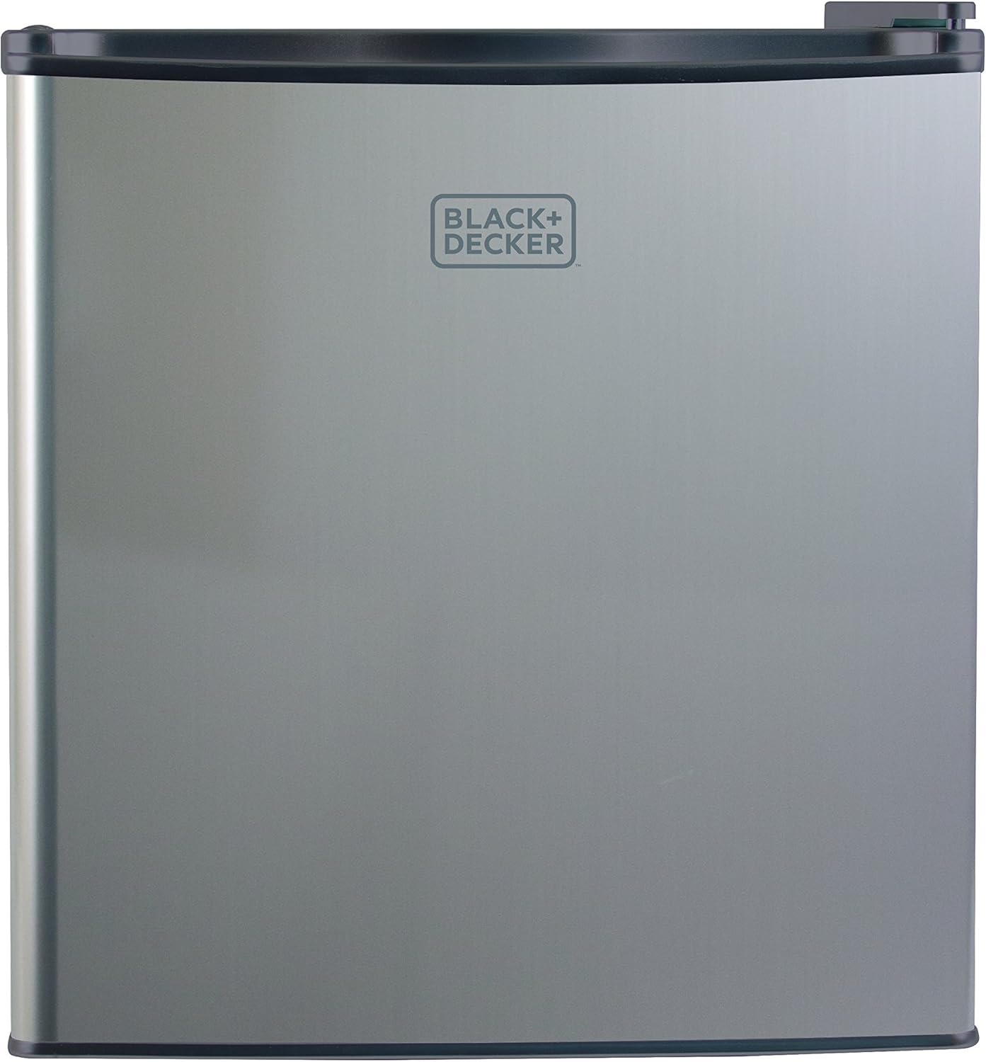 BLACK+DECKER BCRK17V Compact Refrigerator Energy Star Single Door Mini Fridge with Freezer, 1.7 Cubic Ft., VCM, Silver & Commercial Chef Countertop Microwave Oven, 0.6 Cu. Ft, Black