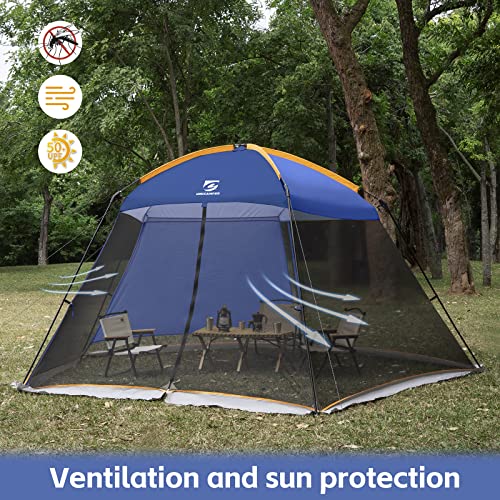 Screen House Mesh Mosquito Tent UPF 50+ Canopy Shelter Shade Easy Setup & Waterproof with Sidewall for Patios Outdoor Camping Activities(Khaki) (Khaki, 13.5x13 ft)