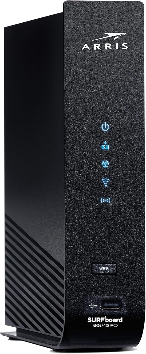 ARRIS SURFboard SBG7400AC2 DOCSIS 3.0 Cable Modem & AC2350 Dual-Band Wi-Fi Router, Approved for Cox, Spectrum, Xfinity & others (black), Max Download Speed: 1000 Mbps