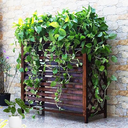 Ac Fence for Outside Unit, air Conditioner Fence 3 Panel, Plant Stand, Air Conditioner Privacy Fence Screen Outdoor, Free Standing Privacy Fence Panel, with Cross Grid, Privacy Panels for Outside
