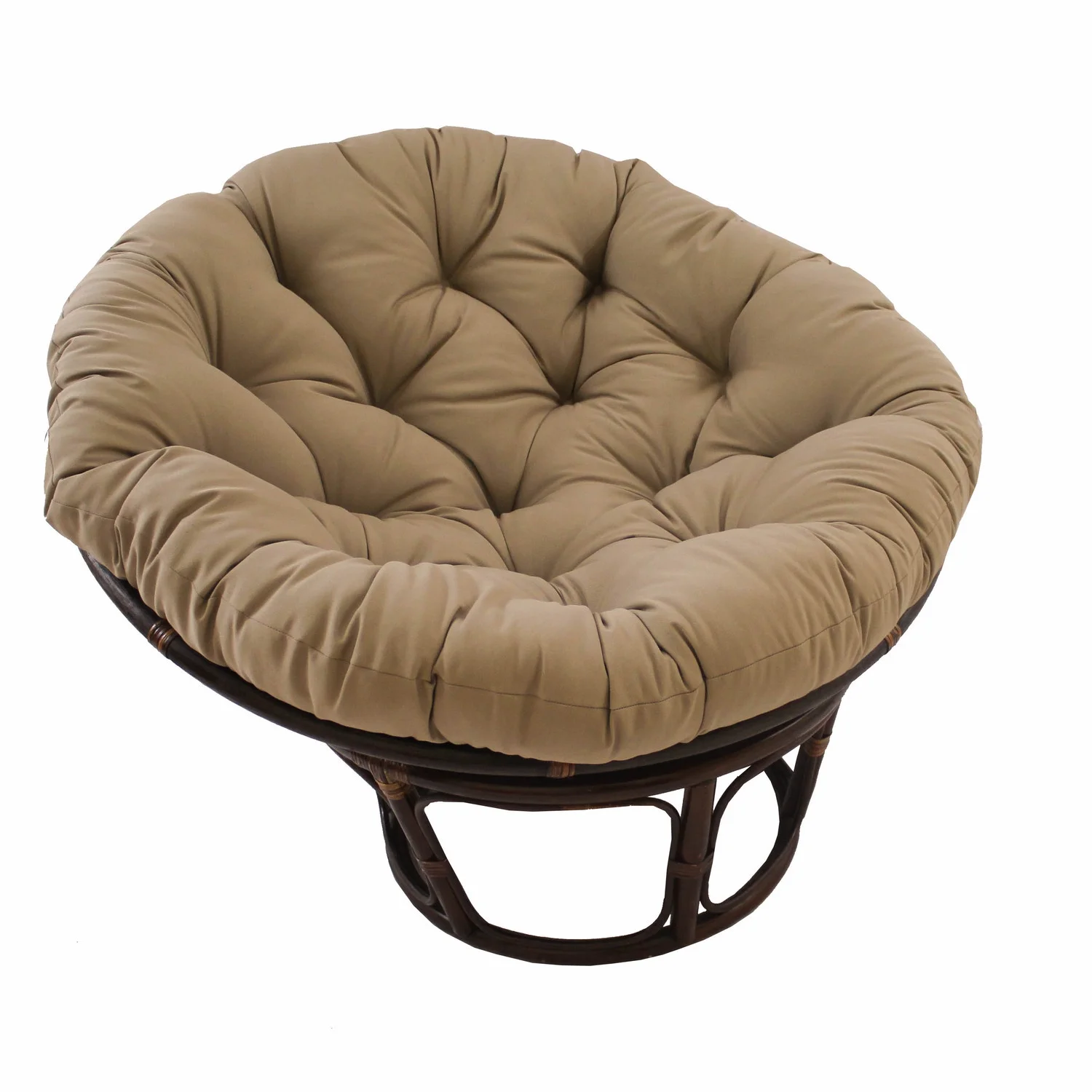International Caravan 42-Inch Rattan Papasan Chair with Solid Twill Cushion