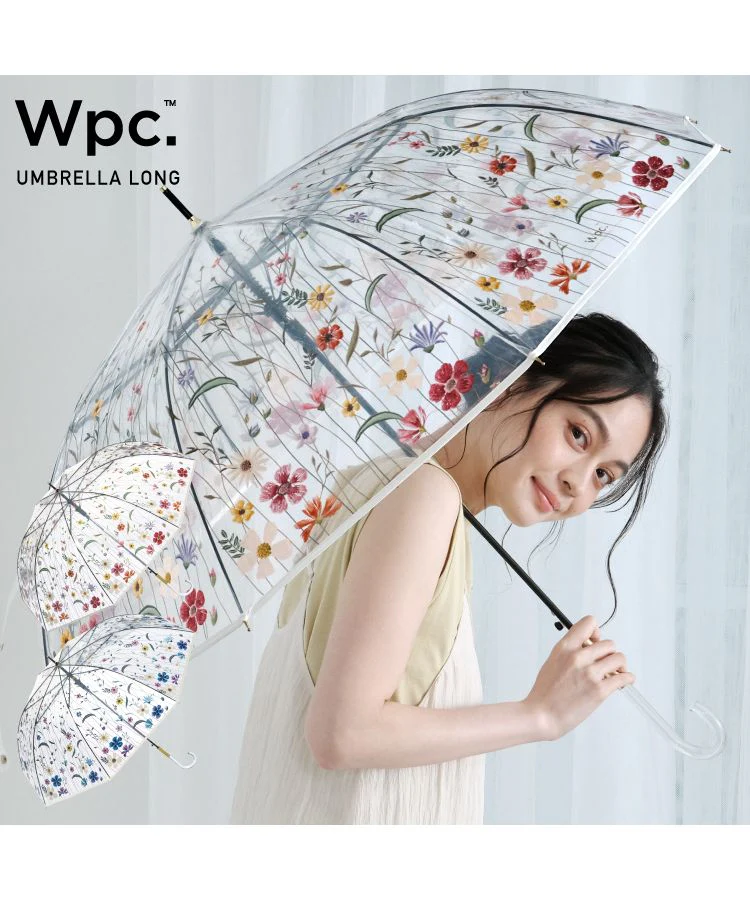 [Wpc. Official] [Vinyl Umbrella] Embroidered Style Umbrella 61cm Jump Umbrella for Ladies Long Umbrella