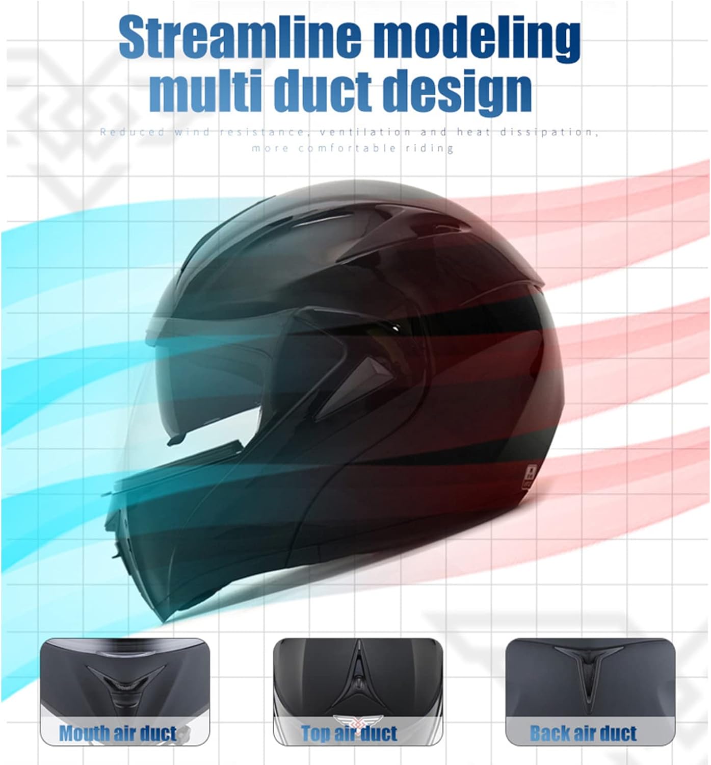 Bluetooth Integrated Modular Flip up Full Face Motorcycle Helmet Sun Shield DOT/ECE Approved Adult Youth Men Women Cool Motorbike Helmets,A2,M