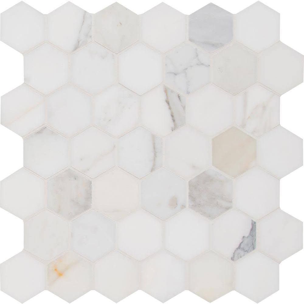 MSI Calacatta Gold Hexagon 12 in. x 12 in. x 10mm Polished Marble Mesh-Mounted Mosaic Tile, White