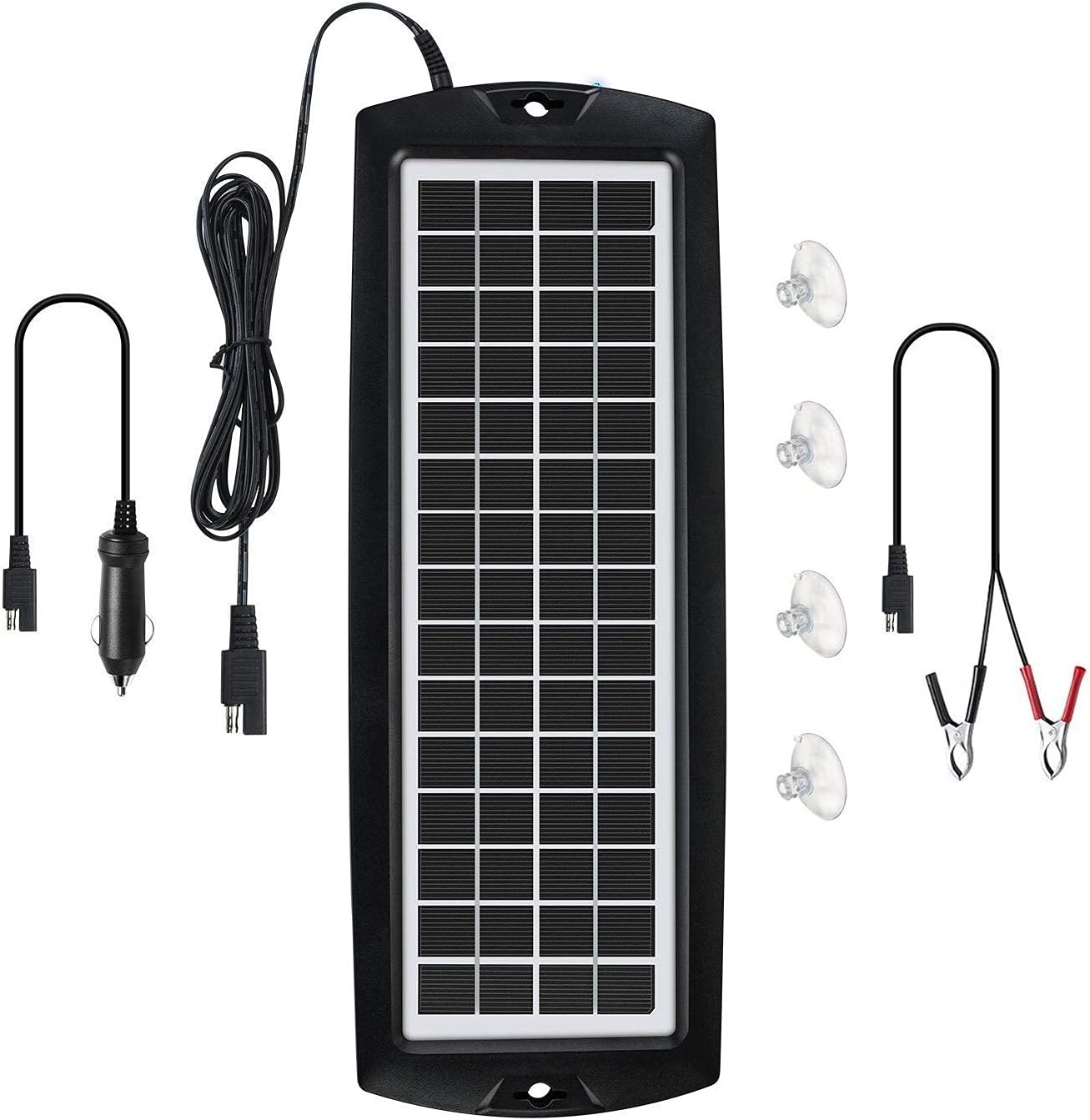 Sunway Solar Car Battery Trickle Charger & Maintainer 12Volt 8W Solar Panel Power Charger kit Portable Waterproof for Automotive RV Marine Boat Truck Motorcycle Trailer Tractor Powersports Snowmobile