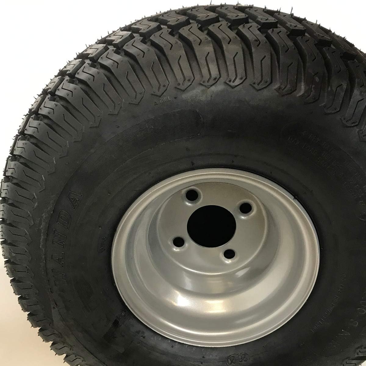 Hoosier Wheel Set of 2 - Silver 20x10.00-8 Lawn Mower Tire and Rim