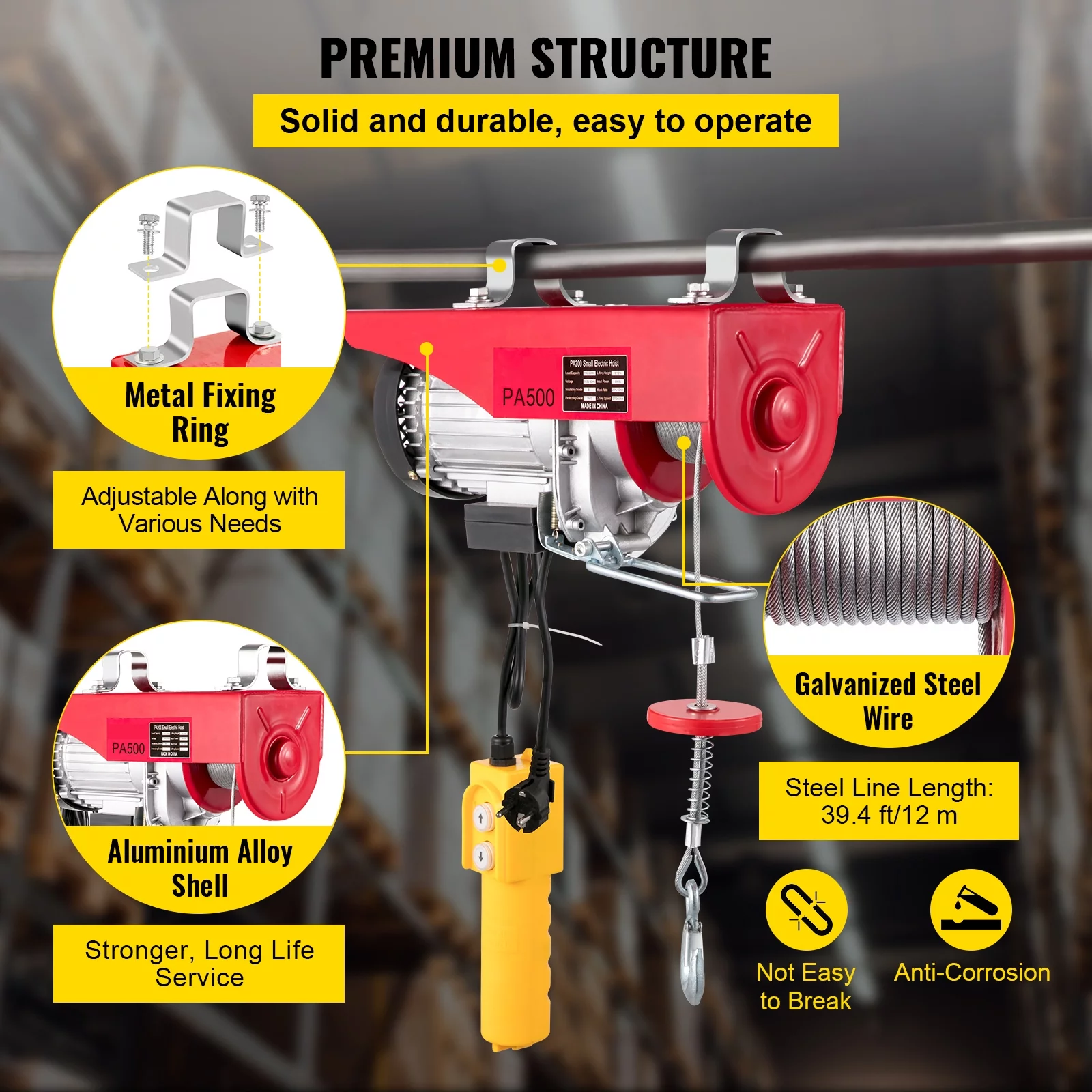 BENTISM Lift Electric Hoist 1100lbs, Electric Hoist 110v, Remote Control Electric Winch Overhead Crane Lift Electric Wire Hoist for Factories, Warehouses, Construction, Building, Goods Lifting - Curated Treasures Market