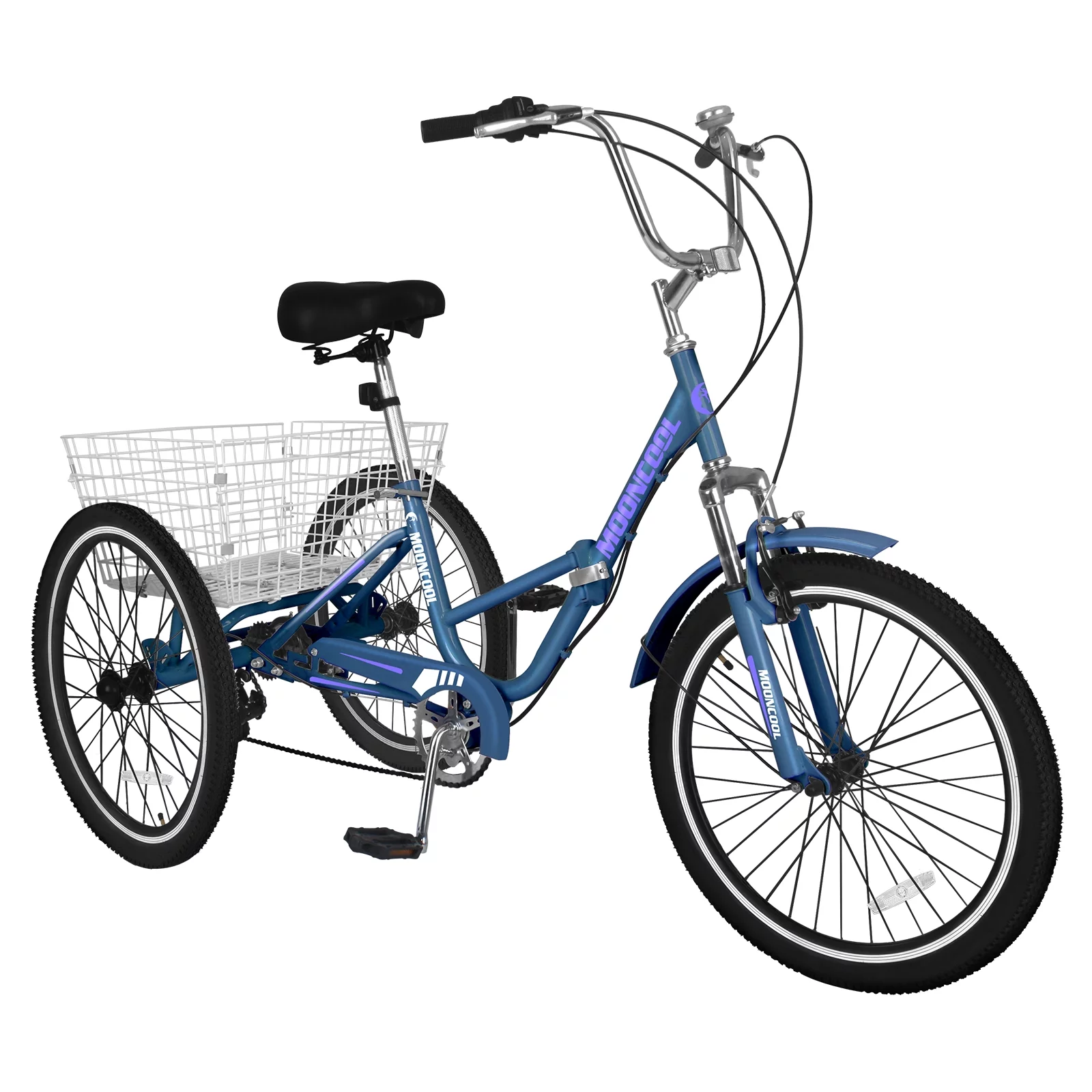 LILYPELLE 24 Adult Tricycle 7 Speed, Three Wheel Bikes for Adults 400lbs,Low-Step Through Trike Cruiser for Exercise Shopping Outdoor Activities,Cyan