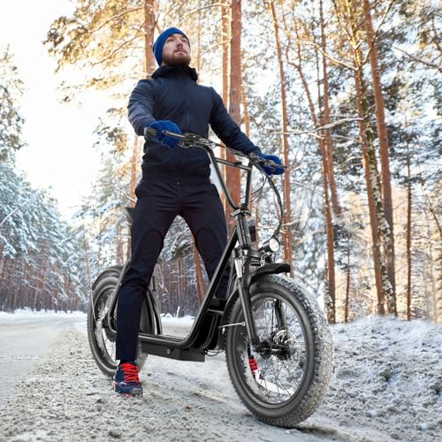 Caroma Peak 800W Foldable Electric Scooter Adults, 20" Fat Tire Electric Bike with 48V Battery, Up to 30Miles & 20MPH, Adult Electric Bicycles for Commuting with Basket&Adjustable Seat