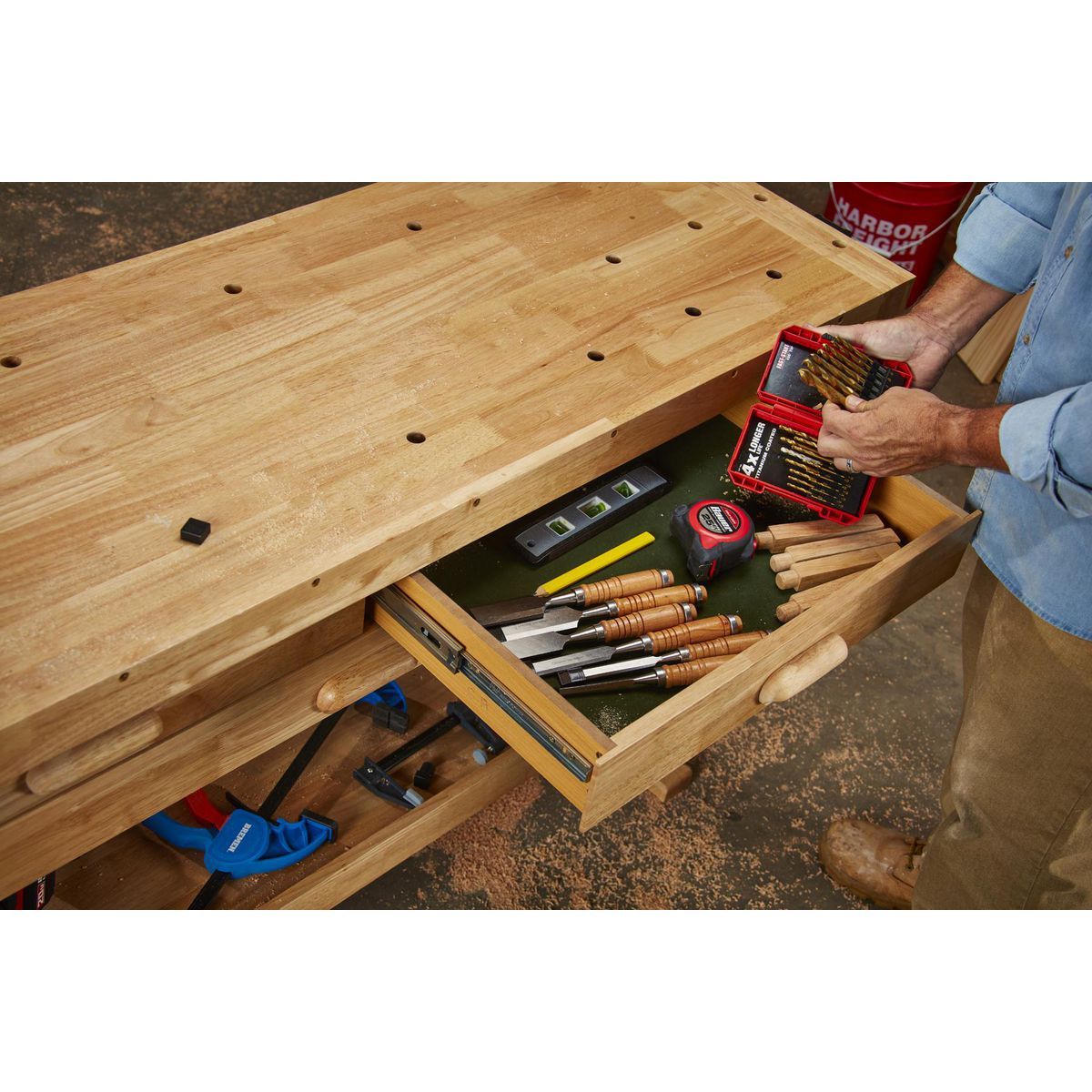 YUKON 60 in., 3-Drawer Hardwood Workbench