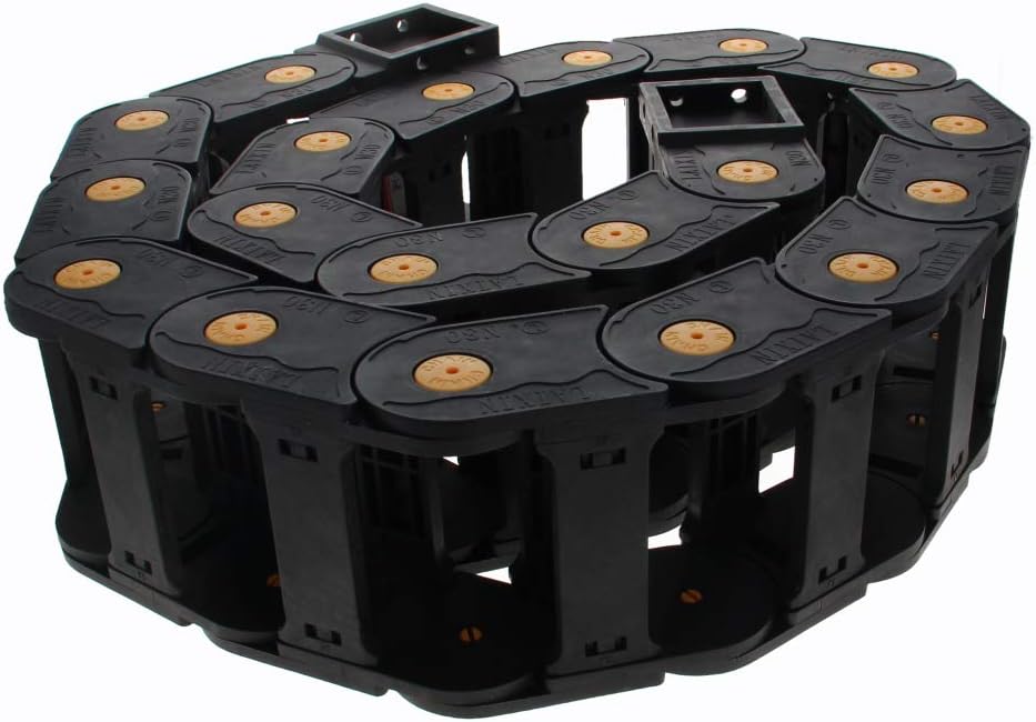 Fielect Drag Chain Cable Carrier Open Type with End Connectors R100 35X100mm 1 Meter Plastic for Electrical CNC Router Machines Black 1Pcs