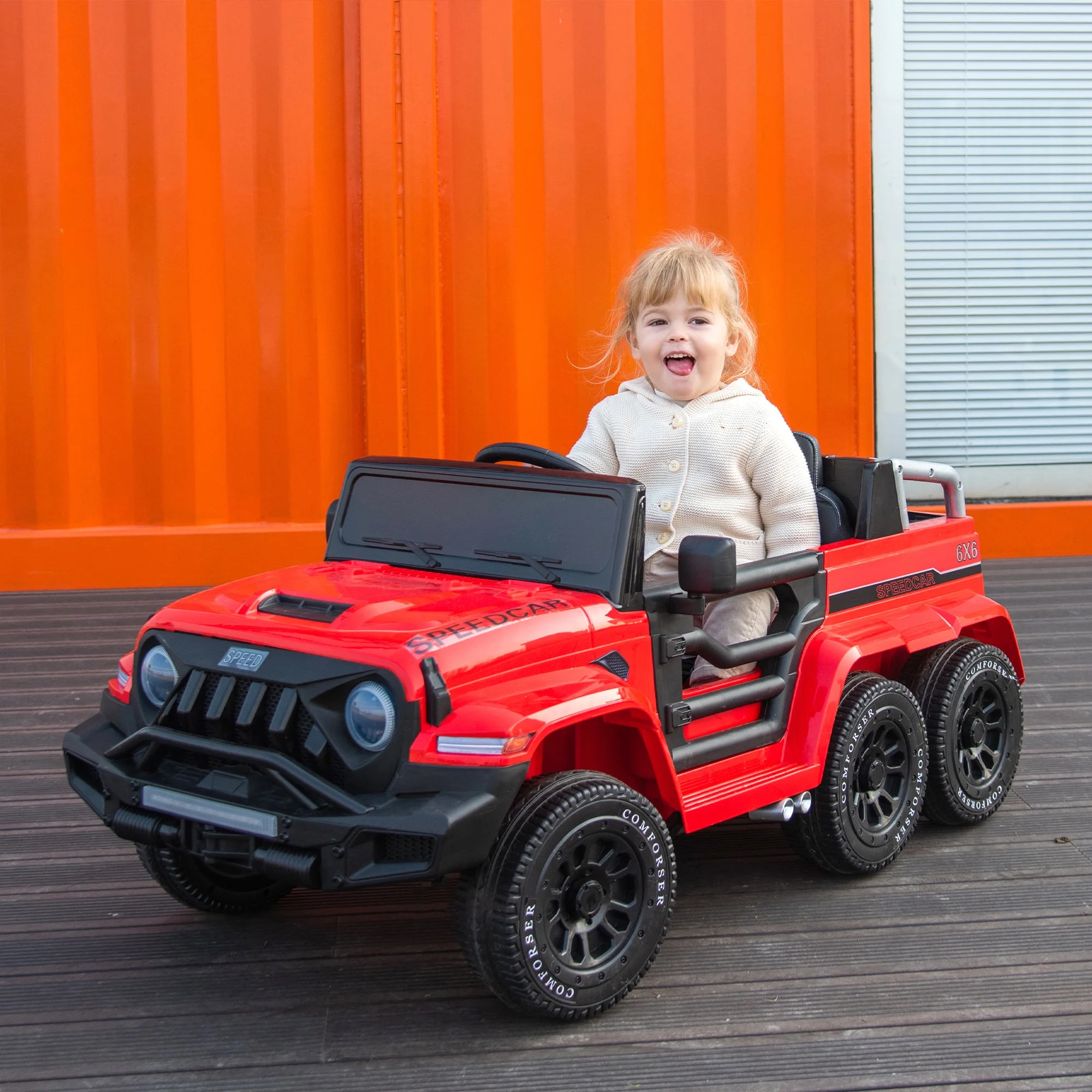 24V 4WD Ride on Car Truck w/Remote Control, Ride on Car for Kids Battery Powered, with Storage Function, Music and Lights, Five-Point Safety Belt, Rocking Chair Mode for Boys and Girls Red - Curated Treasures Market