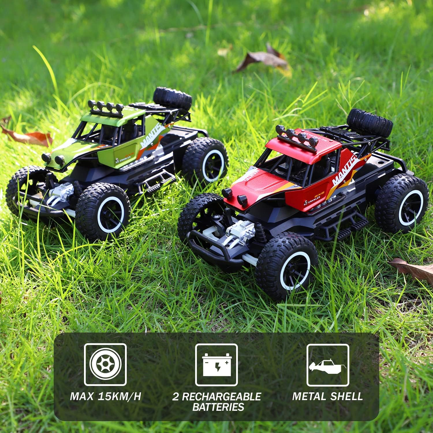 X TOYZ RC Cars 2 PCS Remote Control Off Road Monster Trucks Cars for Kids, 1:20 Scale Metal Shell Alloy RC Car, High Speed Racing Car 2.4Ghz Hobby Vehicles Toys Gifts with 2 Rechargeable Batteries Pack of 2