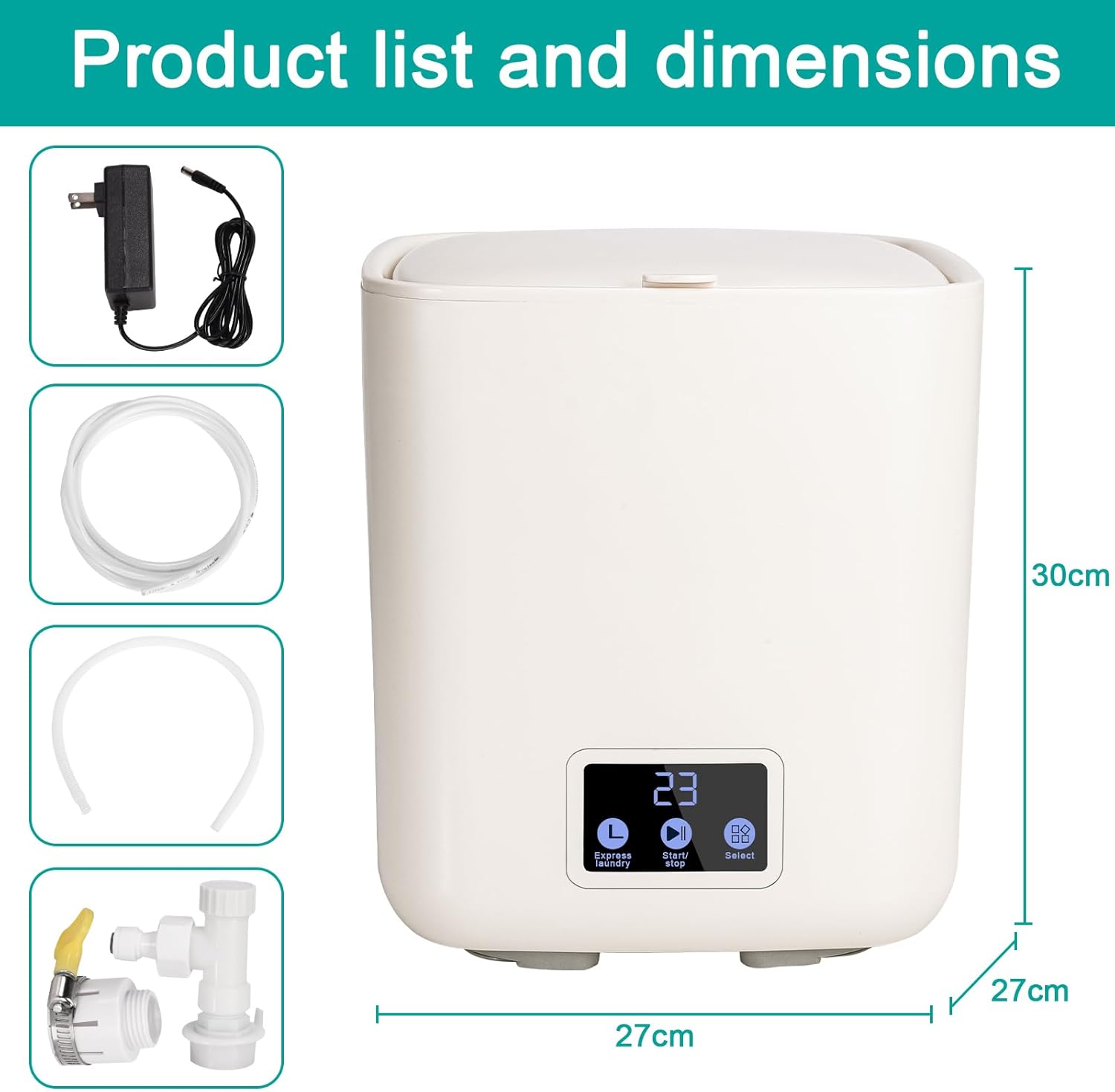 Fully Automatic Small Washing Machine, Mini Washer 7L Capacity with 3 Modes Deep Cleaning for Underwear, Baby Clothes, Small Items, Portable Washing Machine for Apartments, Camping, Travel (Beige)