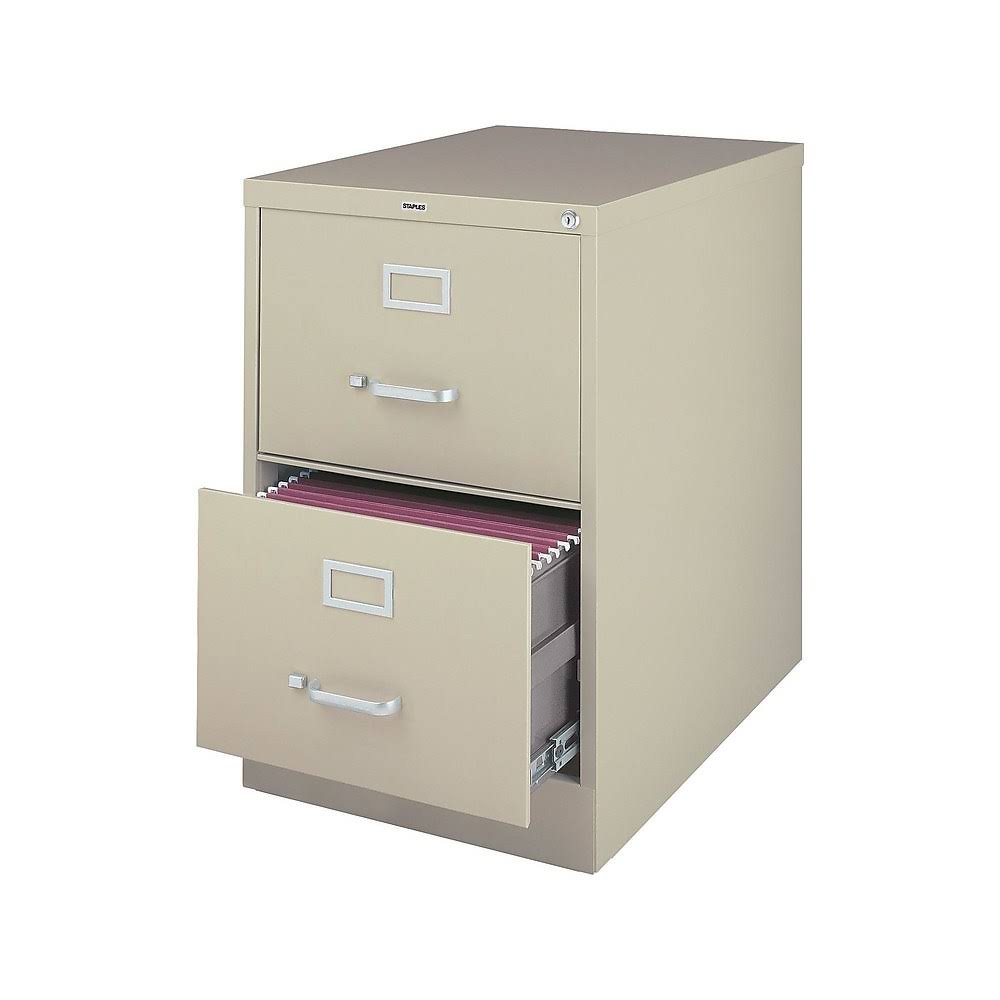Staples 2-Drawer Legal Size Vertical File Cabinet, Putty (26.5-Inch)