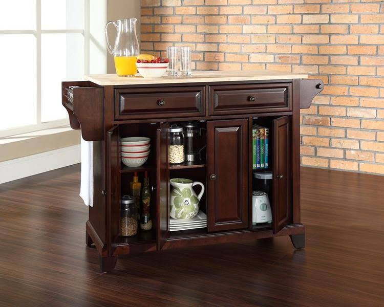 Crosley Furniture Natural Wood Top Kitchen Island, Cherry