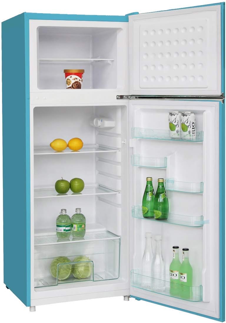 RCA RFR786-BLUE 2 Door Apartment Size Refrigerator with Freezer, 7.5 cu. ft, Retro Blue