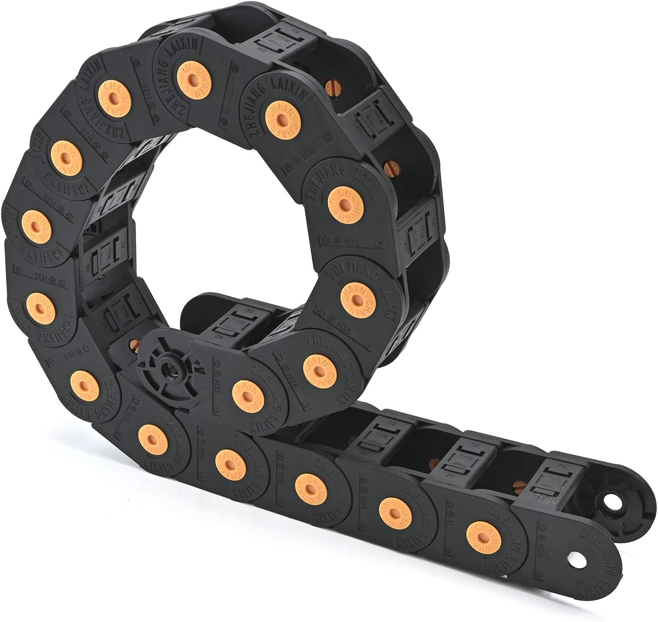 Fielect Drag Chain Cable Carrier Open Type with End Connectors R100 35X100mm 1 Meter Plastic for Electrical CNC Router Machines Black 1Pcs