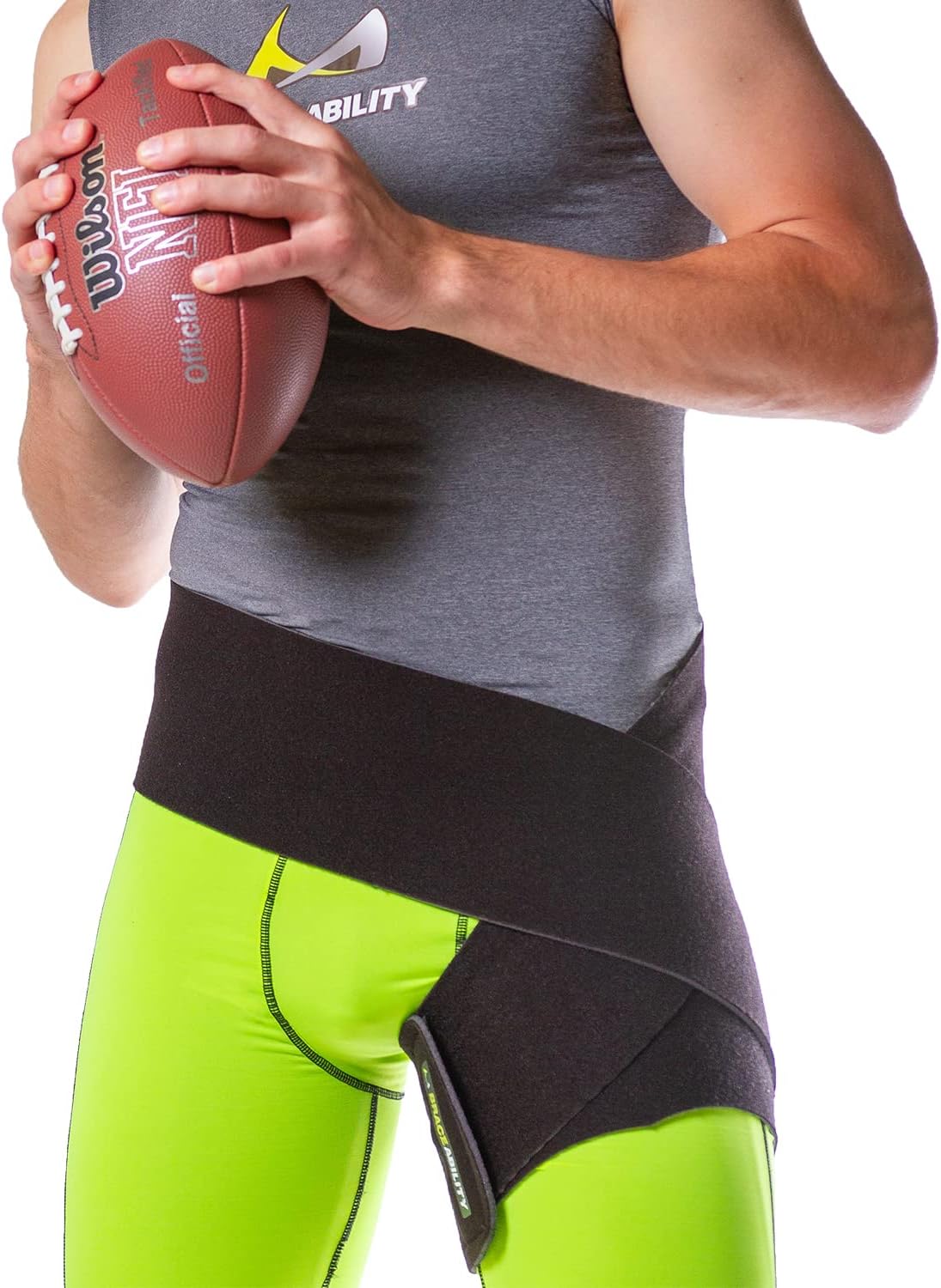 BraceAbility Hip Brace & Groin Strain Wrap | Non-Slip Hamstring & Thigh Compression Support Spica for Pulled Quad Muscle, Arthritis Relief, Inguinal Hernia or Abduction Hip Flexor Injury (One Size)