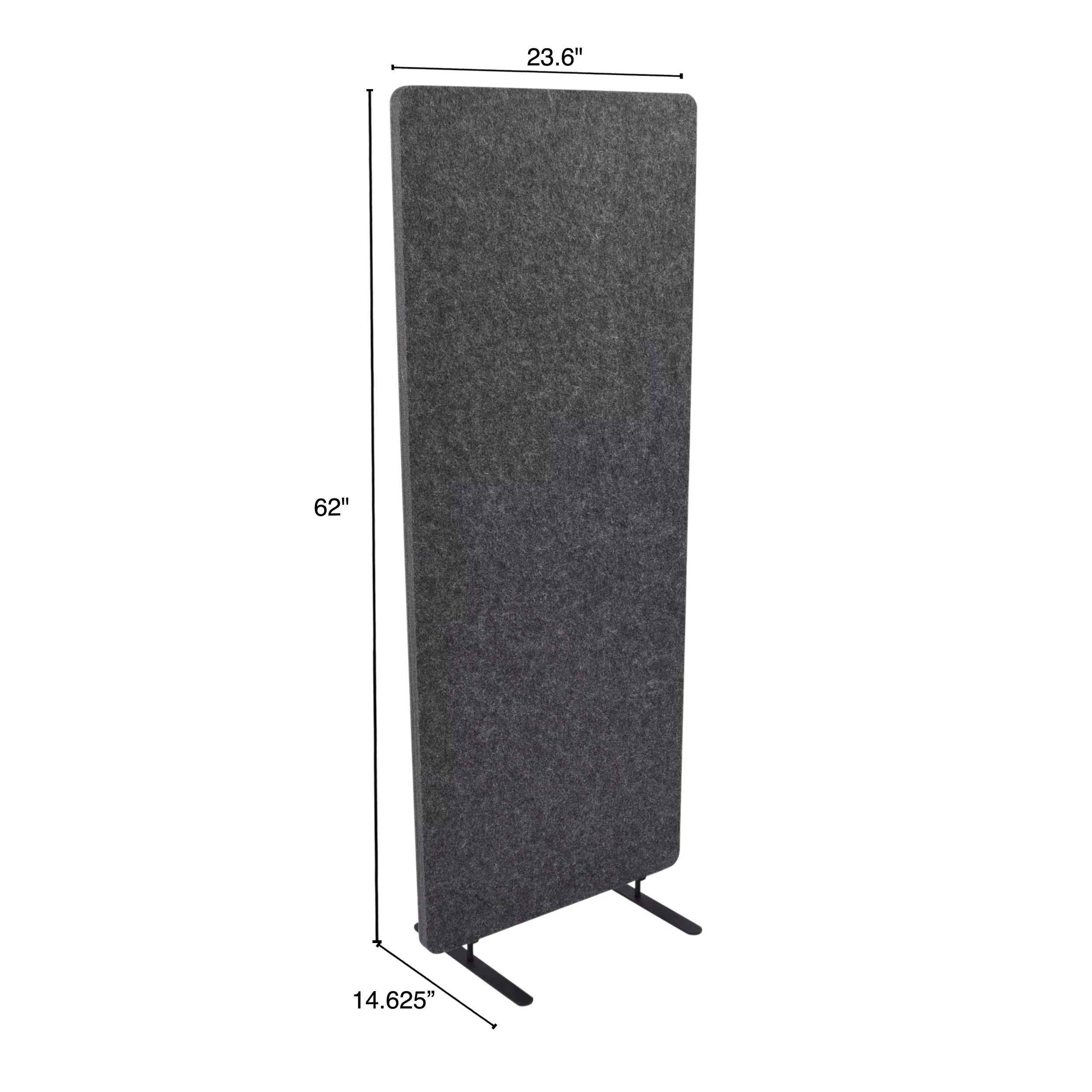 Stand Up Desk Store ReFocus Raw Freestanding Acoustic Desk Divider Privacy Panel to Reduce Noise and Visual Distractions (Anthracite Gray, 23.6"  x 62" )