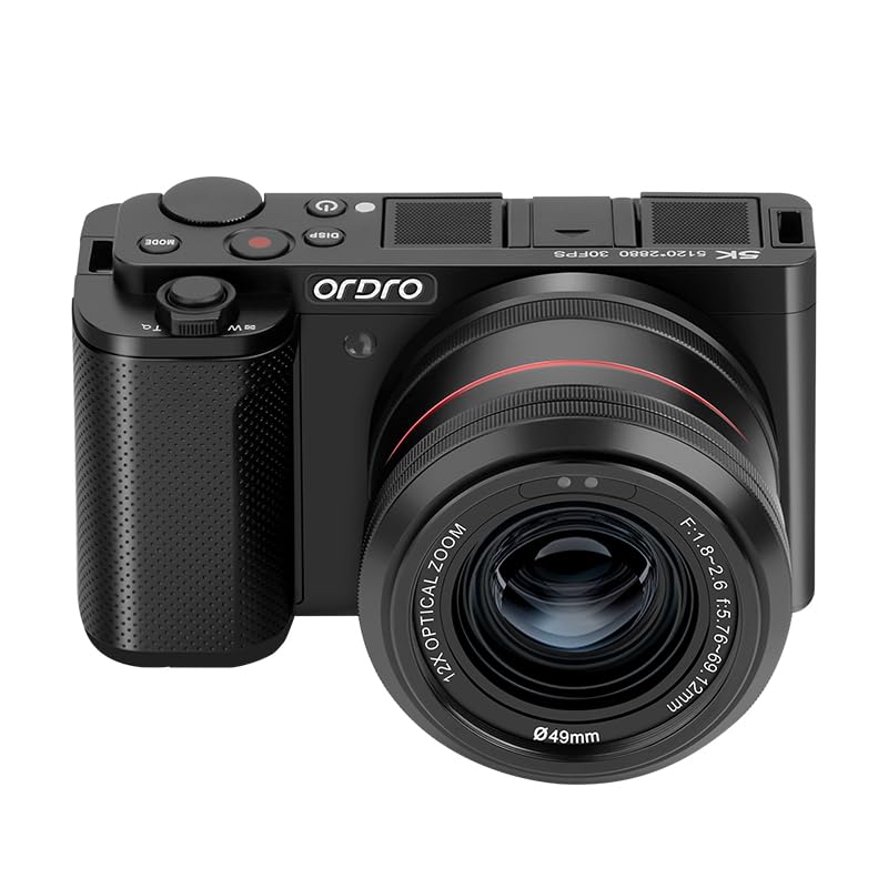 Ordro G730 5K Digital Camera for Photography 64MP Autofocus AF/MF Point and Shoot Camera Vlogging Camera, 12X Optical Zoom 3.2” 270°LCD Flip Screen Compact Camera (Black)