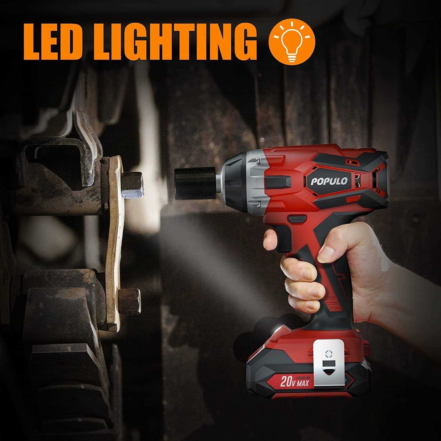 Populo 20V Cordless Impact Wrench Chuck Power Impact Wrenches - Shop Hardware Tools Online Store