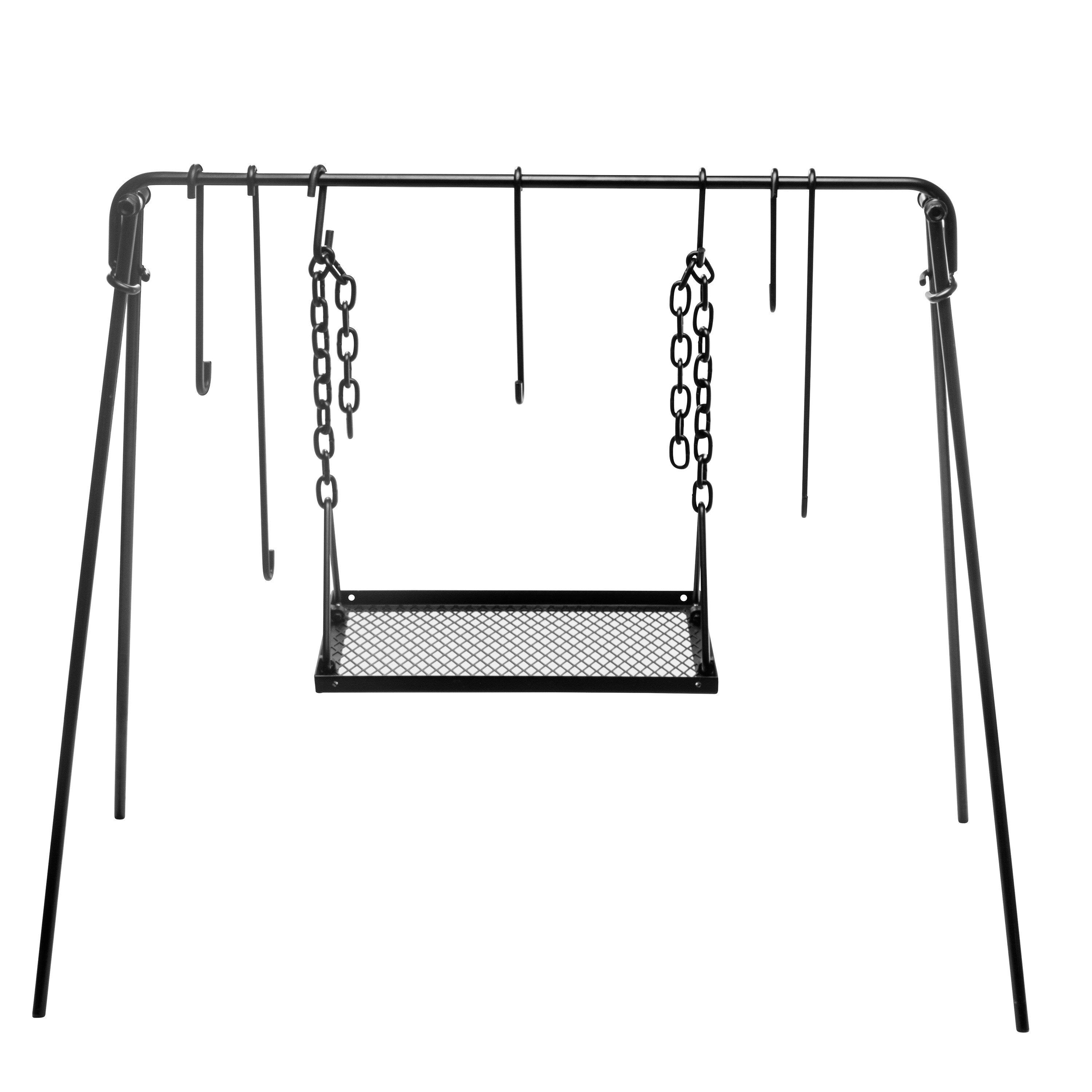 Bruntmor Grill Swing Campfire Cooking Stand BBQ Grill for Cookware u0026 Dutch Oven