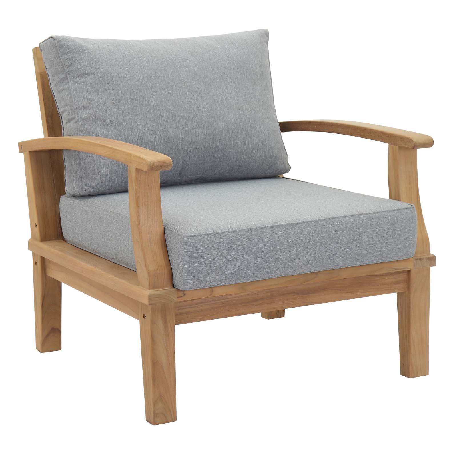 Modway Marina 3 Piece Outdoor Patio Teak Set in Natural Gray