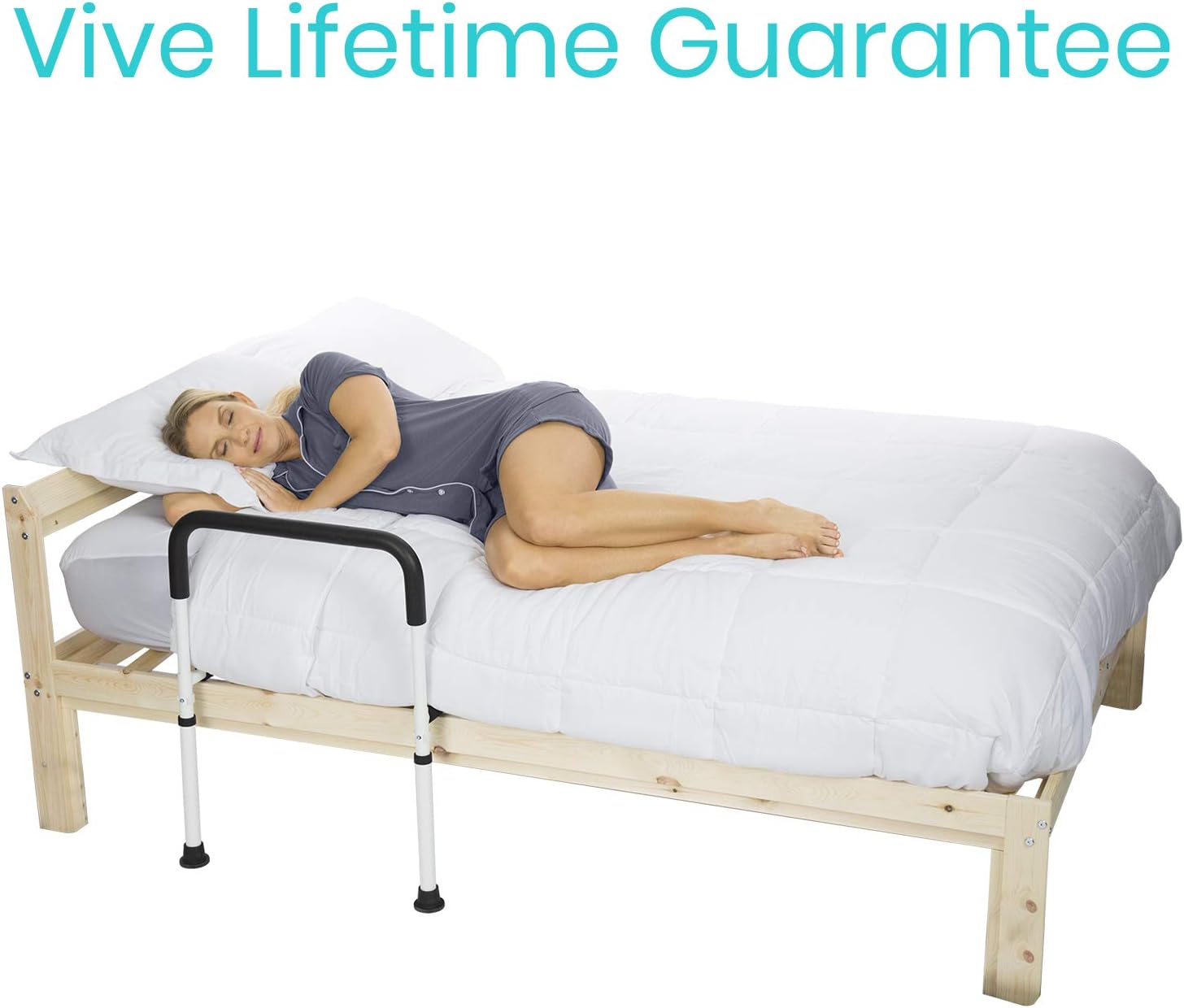 Vive Bed Assist Rail - Adult Bedside Standing Bar for Seniors, Elderly, Handicap, Kid - Fit King, Queen, Full, Twin - Adjustable Fall Prevention Safety Handle Guard - Long Hand Bedrail Grab Bar Cane