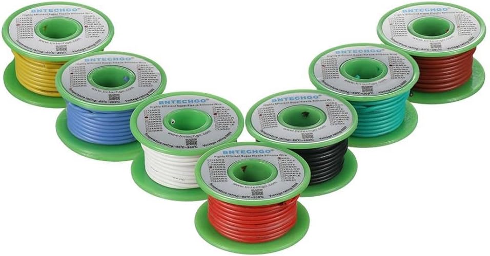 BNTECHGO 18 Gauge Silicone Wire Kit 7 Color Each 50 ft Flexible 18 AWG Stranded Tinned Copper Wire Pack of 2