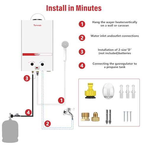 Propane Water Heater Tankless, 10L Portable Water Heater, 2.6GPM Portable Hot Water Heaters with Multi-Protection, Instant Camping Water Heaters for Camping, Outdoors Shower, RV Shower, White