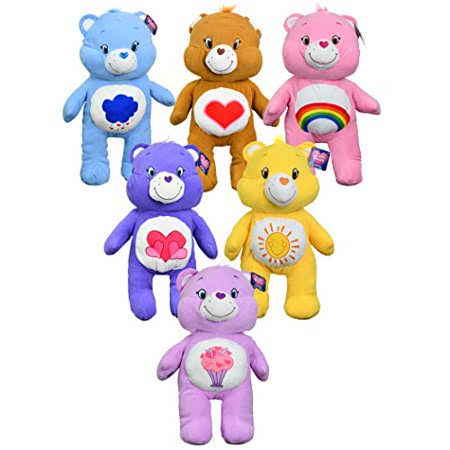 Care Bears 24x22 Plush Stuffed Animals, Set of 6 (Funshine, Tenderheart, Cheer, Share, Grumpy and Harmony)