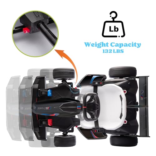 36V Electric Go Kart for Kids, Licensed BMW Battery Powered Drift Racing Go Kart, 7.5 MPH Drift Kart with Dual 300W Powerful Motor, Kids Race Pedal Go Karting Car w/Adjustable Speed, White