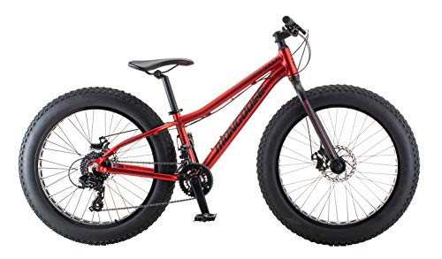 Mongoose Argus Trail or ST Fat Tire Mountain Bike, 20, 24 or 26 Inch Bike for Kids and Adults, 7 or 16 Speed, Aluminum or Steel Frame, Knobby Mountain Fat Tires, Mechanical Disc Brakes