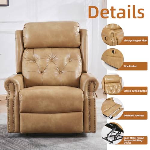 Oversized Power Lift Recliner Chair for Elderly, Extra Wide Lift Chair with Masssage and Heat, Chenille Electric Recliner Chairs for Big and Tall, USB Ports, Coffee