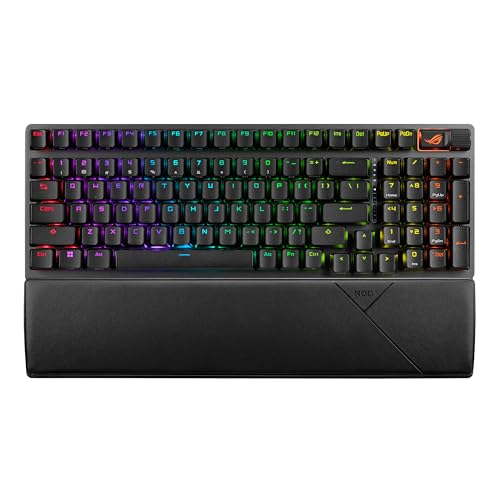 ASUS ROG Strix Scope II 96 Wireless Gaming Keyboard, Tri-Mode Connection, Dampening Foam & Switch-Dampening Pads, Hot-Swappable Pre-lubed ROG NX Snow Switches, PBT Keycaps, RGB-Black