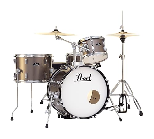 Pearl Roadshow Drum Set 4-Piece Complete Kit with Cymbals and Stands, Charcoal Metallic (RS584C/C706)