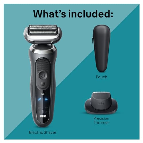 Braun Electric Shaver for Men, Series 7 7120s, Wet & Dry Shave, Turbo & Gentle Shaving Modes, Waterproof Foil Shaver, with Precision Trimmer, Space Grey