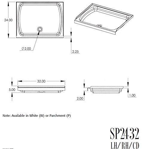 24in x 32in Shower PAN; Right Drain - White 210371