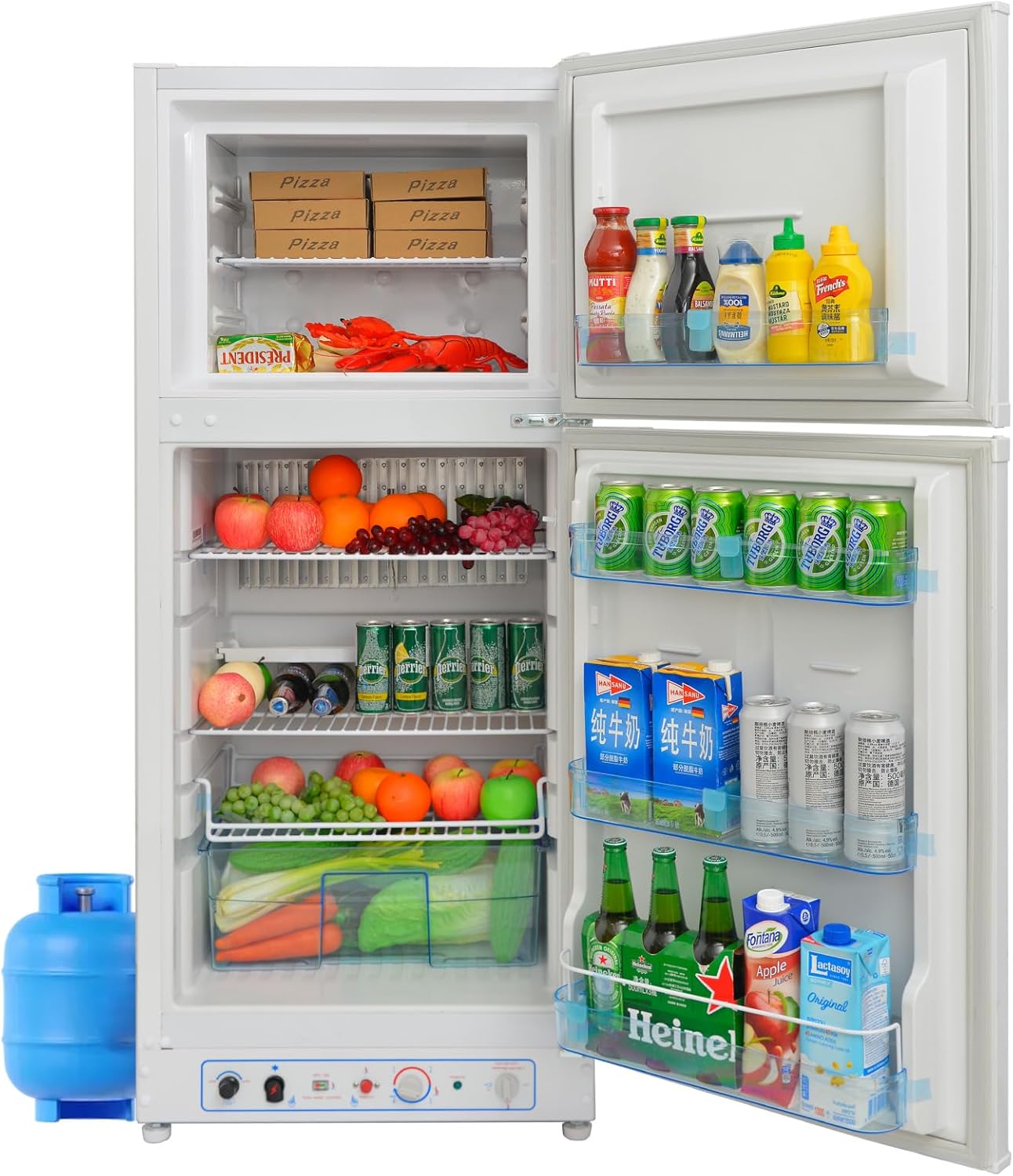 Smad Off Grid Propane Refrigerator, 6.1 cu.ft Gas Fridge, Propane Refrigerator Freezer, 110V/Propane with Top Freezer, for Garage,RV,Food Truck,Chalets