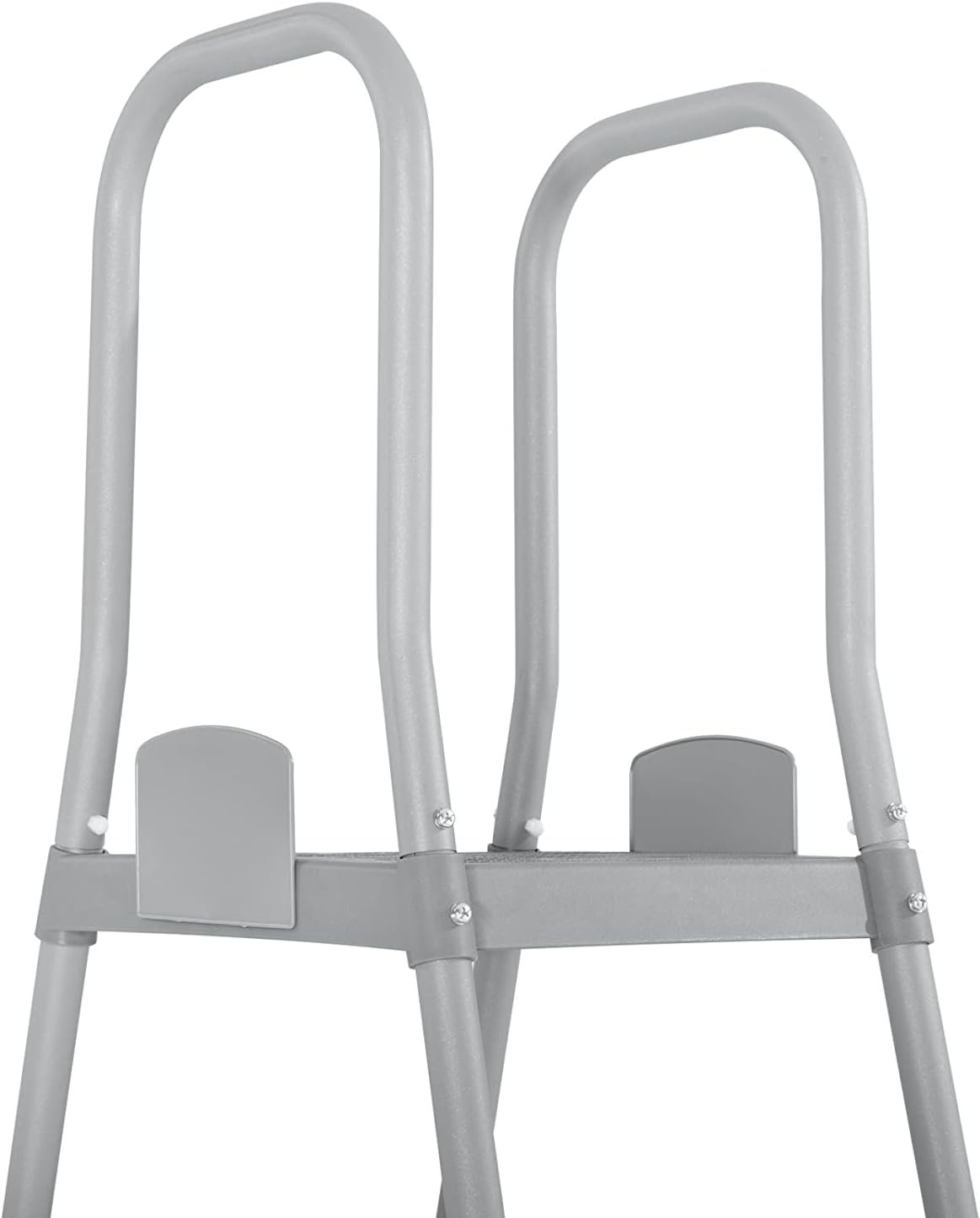 Bestway 58337E 52-Inch Durable Steel Above Ground Swimming Pool Ladder with No-Slip Steps in Gray with Arm Rails and Barrier