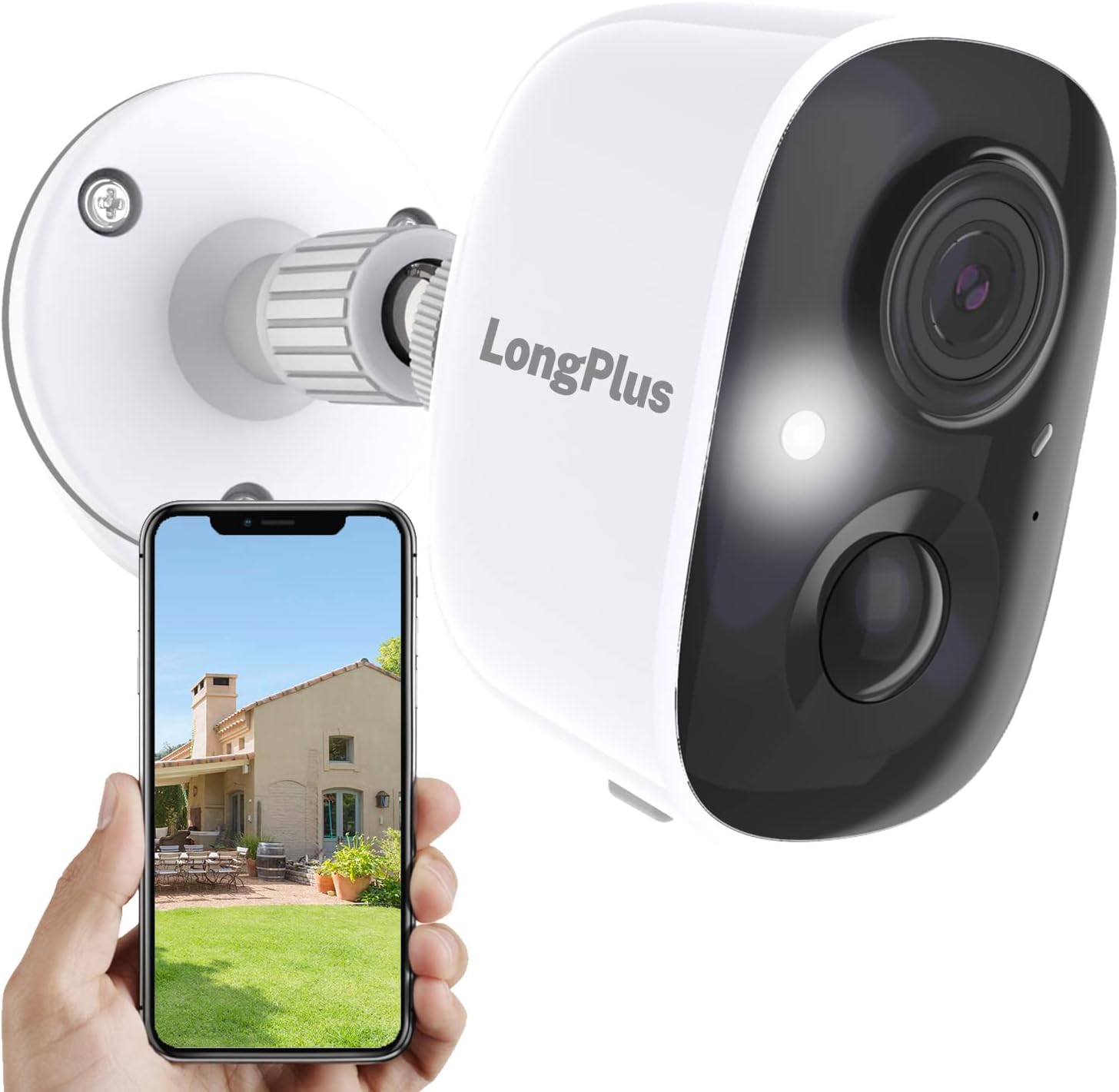 LongPlus Security Wireless Outdoor Camera, 4MP Rechargeable Battery Powered WiFi Camera for Home Security Cameras System,AI PIR Motion Detection,Siren Alarm,Color Night Vision,2-Way Talk,IP65,Cloud/SD