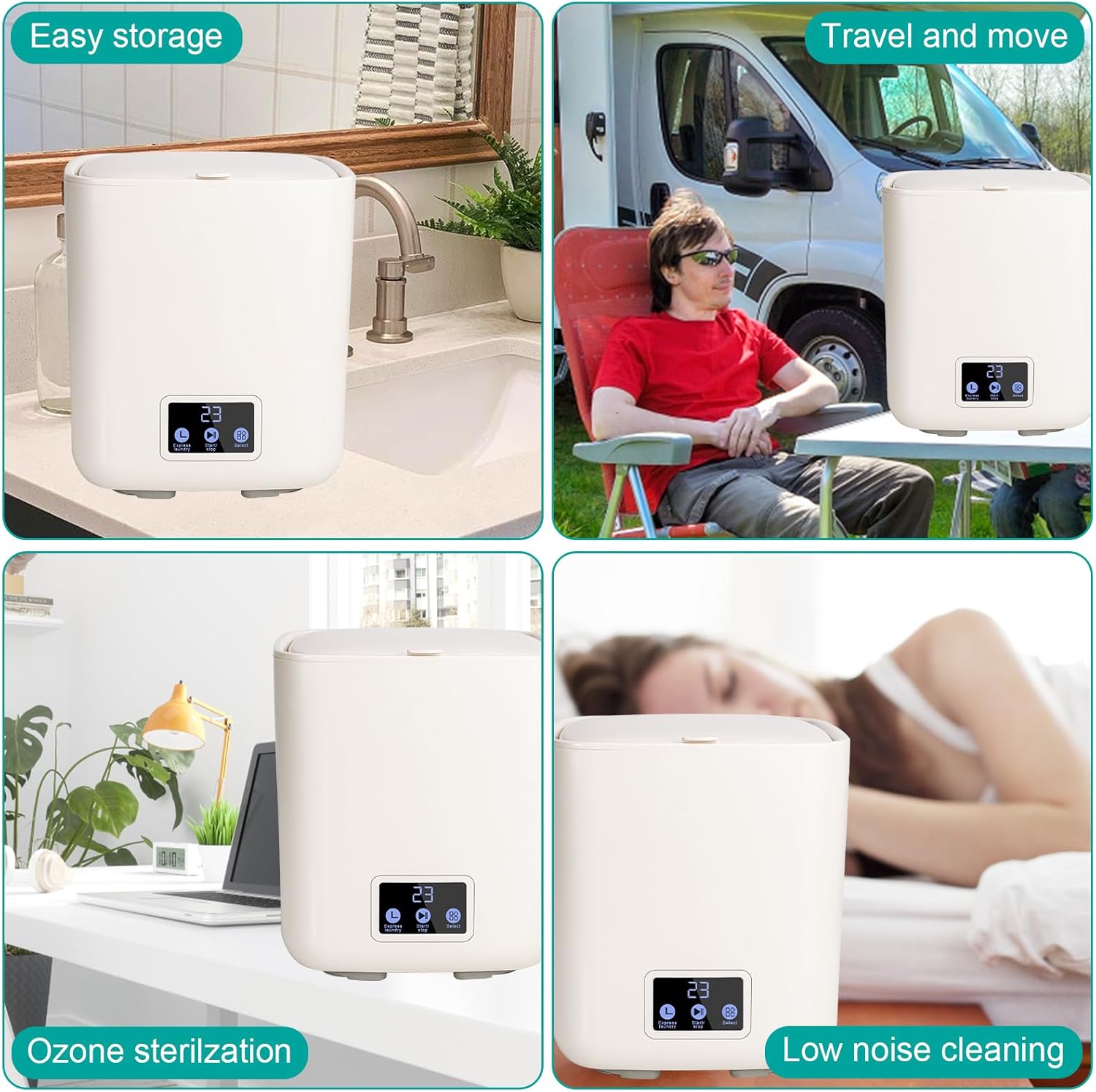 Fully Automatic Small Washing Machine, Mini Washer 7L Capacity with 3 Modes Deep Cleaning for Underwear, Baby Clothes, Small Items, Portable Washing Machine for Apartments, Camping, Travel (Beige)