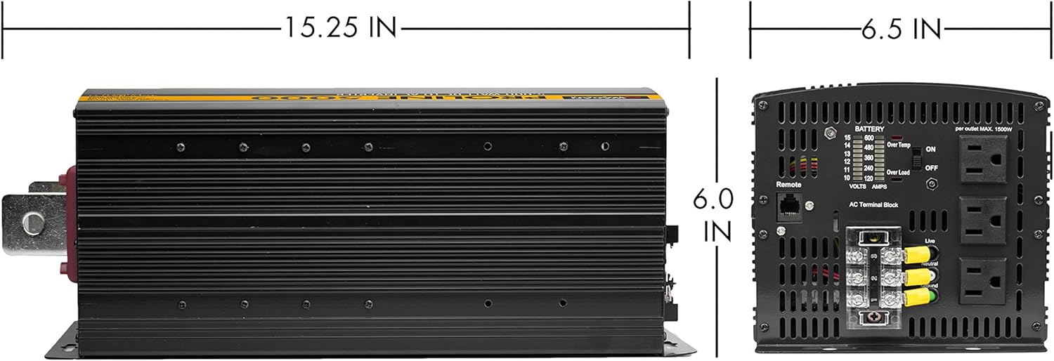 Wagan EL3744 12V 5000 Watt Power Inverter with Remote Control, 10000 Watt Surge Peak Proline Power Converter for Home RV Camping Van Life Off Grid