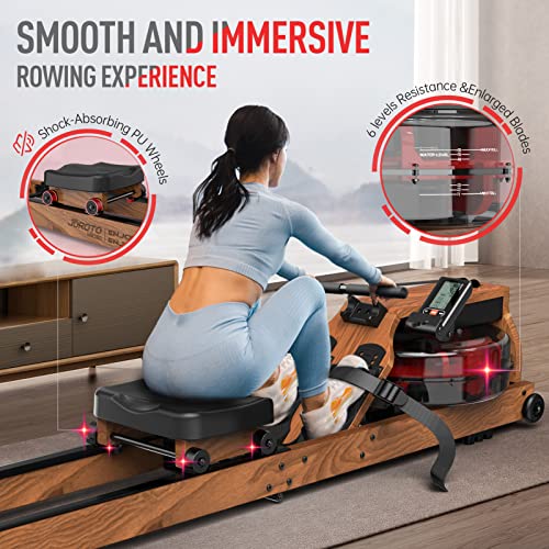 JOROTO Rowing Machines for Home Use, Foldable Rower Machine with Bluetooth Monitor, Tablet Holder Water Rowing Machine